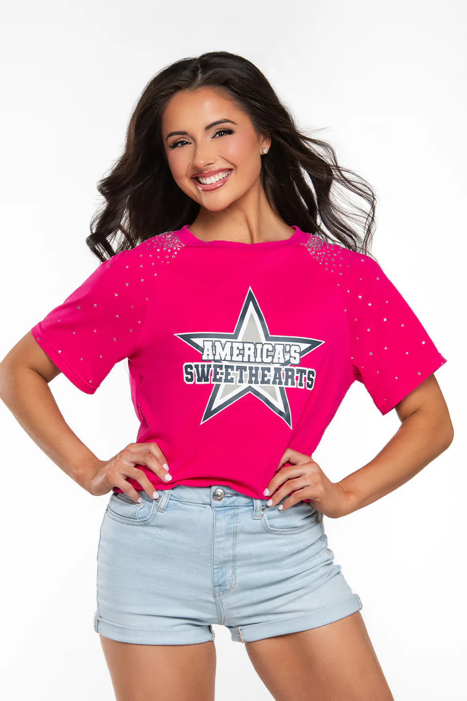 America's Sweethearts Tee with Crystals in Pink - Image 3