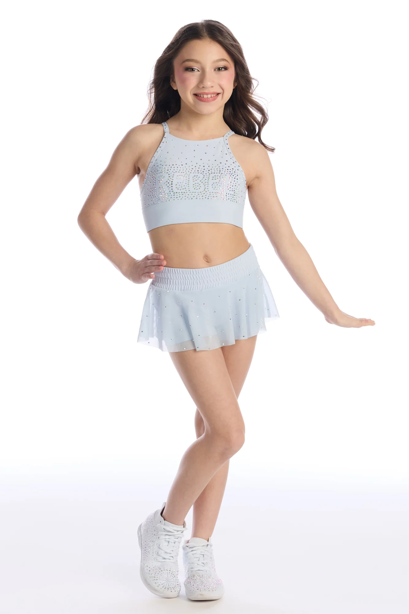 Mesh Overlay Skirt in Winter Sky - Image 4