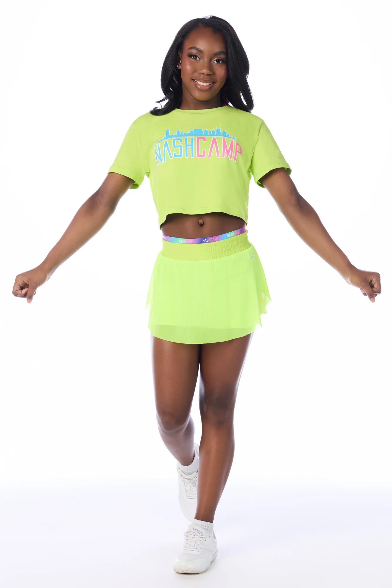 Nash Camp Mesh Overlay Skirt in Chartreuse - SPECIAL ORDER - Image 4