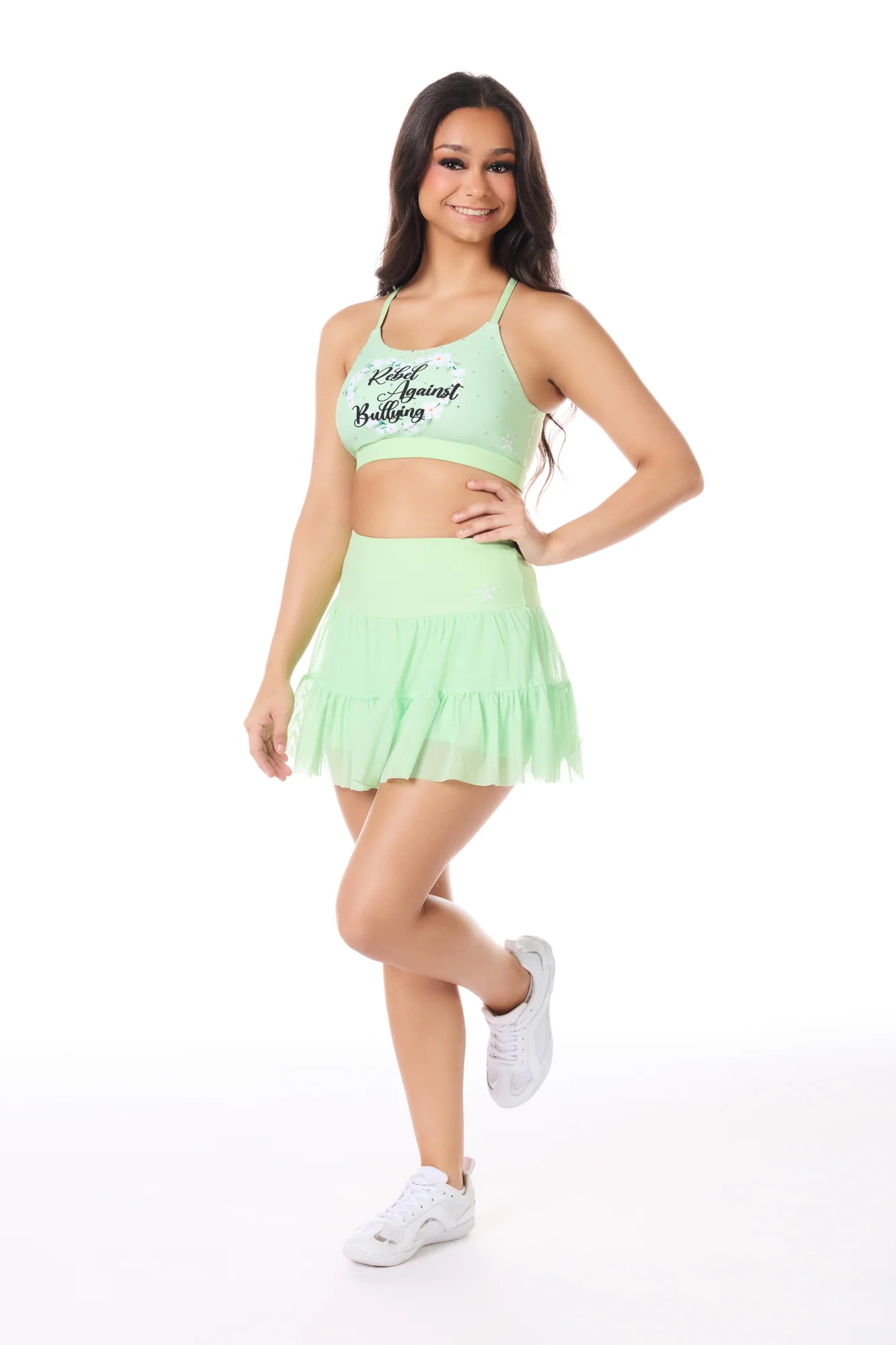 Rebel Against Bullying Daisy Sports Bra in Pistachio - Image 3