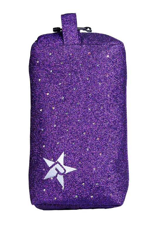 Amethyst with Crystal Scatter Rebel Makeup Bag with White Zipper - Image 2