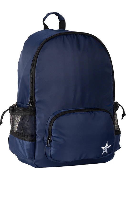Satin in Navy Blue Rebel Raven Backpack with Black Zipper - Image 3