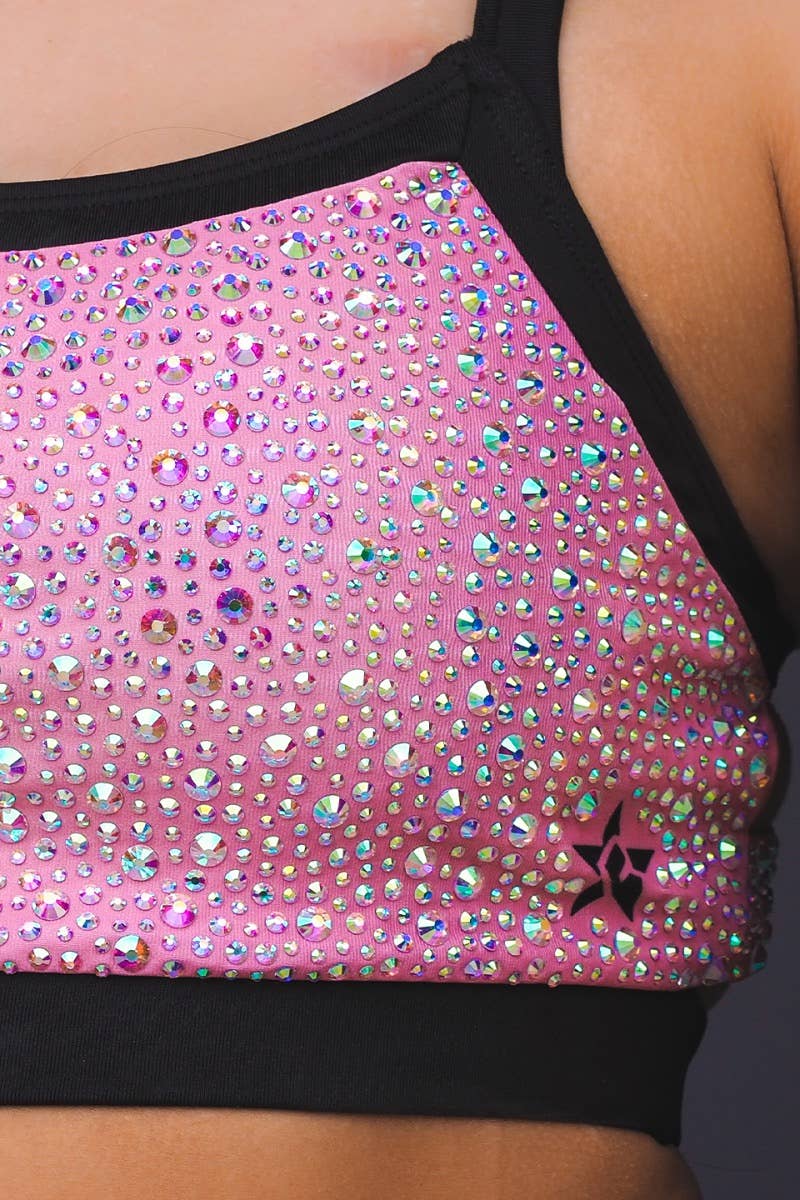 Rosie Sports Bra in Rose Gold with Opalescent Crystal Couture - Special Order - Image 3