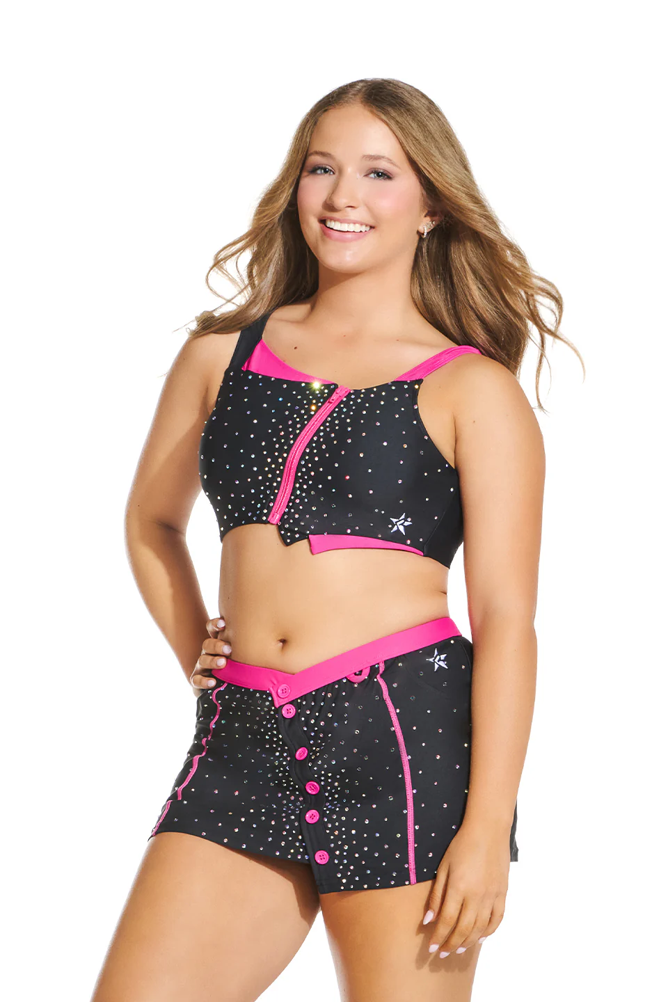 Zig Zag Sports Bra in Black and Pink - Image 4
